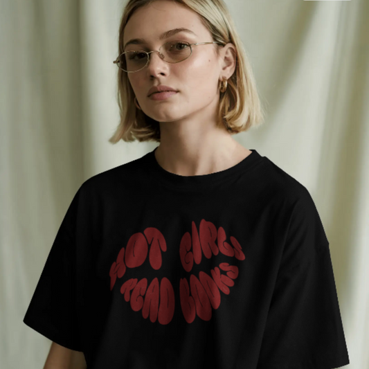 Hot Girls Read Books | Black Bookish Tshirt for Women