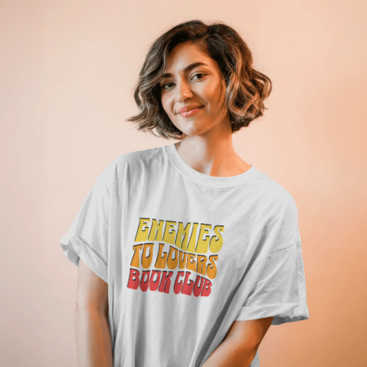 Enemies to Lovers Book Club | White Oversized Bookish T-shirt for Women