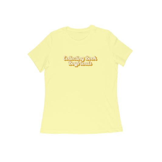 Collecting Book Boyfriends | Yellow Bookish T-shirt for Women